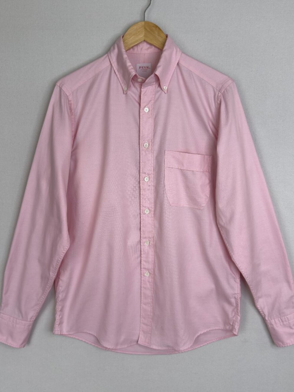 Pink Shirtmaker London Men’s S Oxford Dress Shirt Pink Long Sleeve Office Career